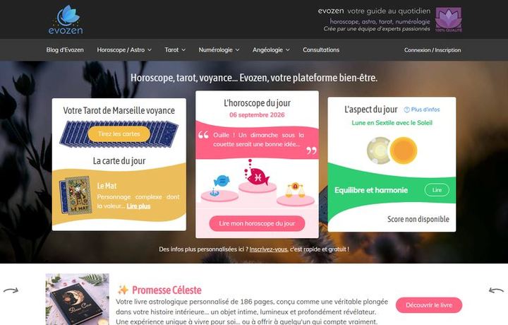 Page d'accueil de evozen.fr