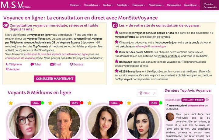 Page d'accueil de monsitevoyance.com