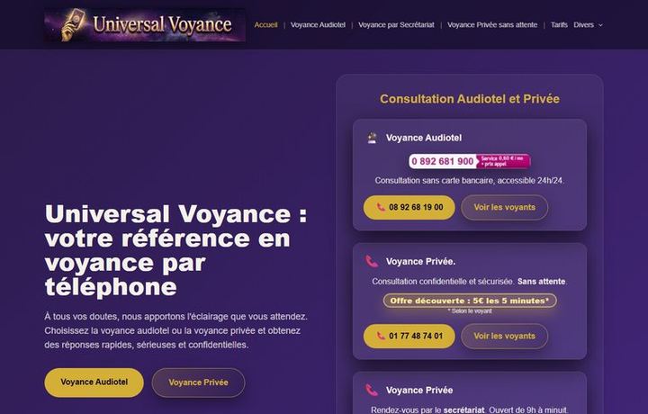Page d'accueil de universalvoyance.com